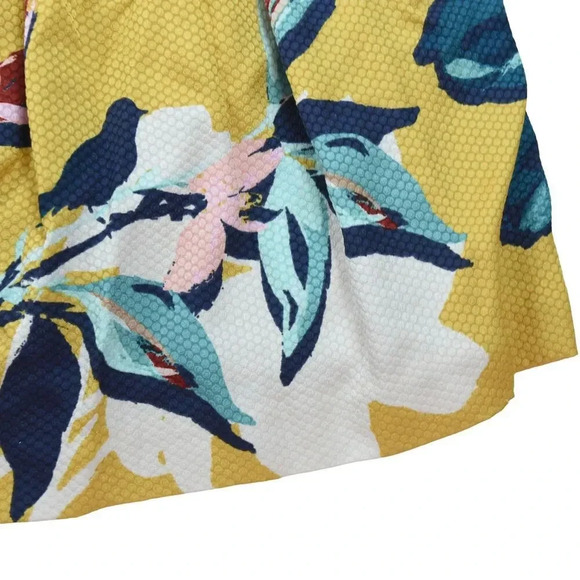 Maeve Anthropologie Yellow Floral Jacquard Textured Mini Skirt Size 14 - Picture 4 of 11